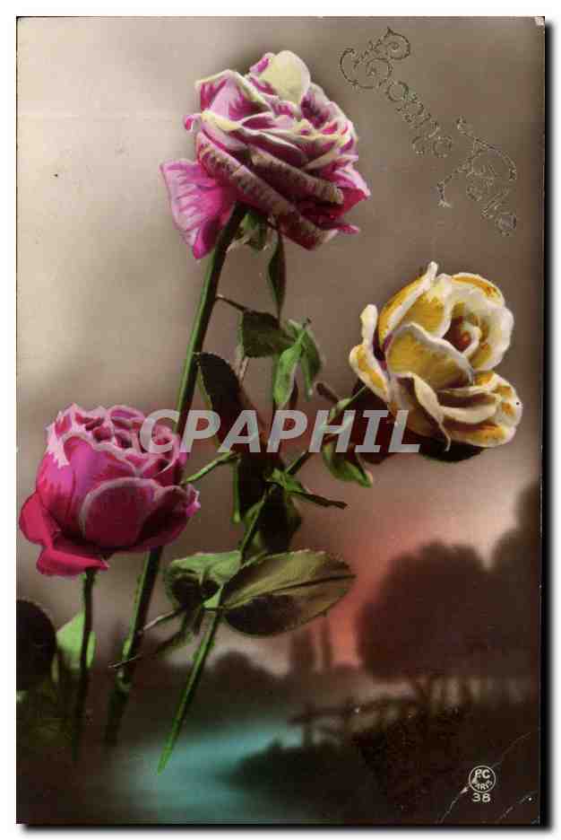 CPA Fantaisie Fleurs Bonne fete