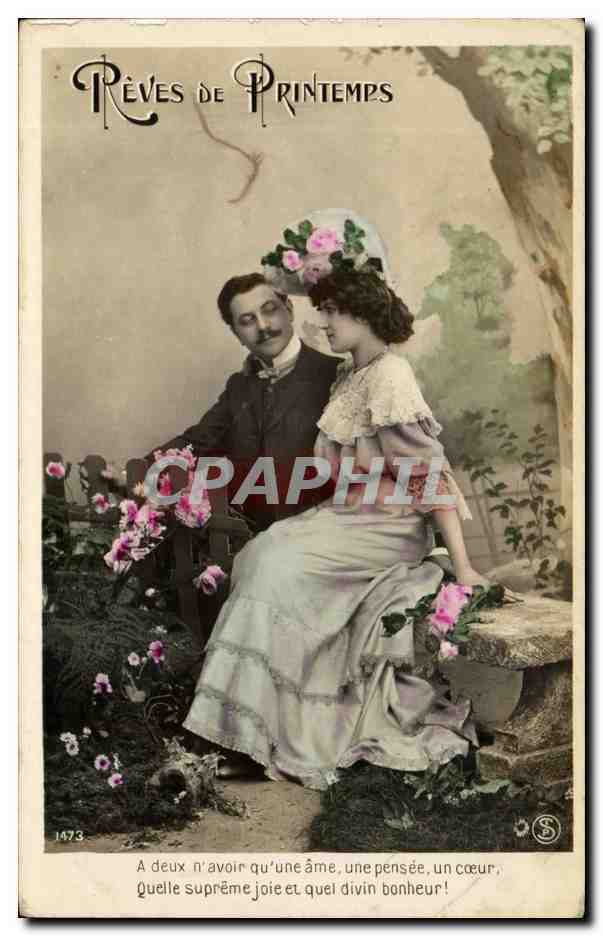 Spring Dreams — couple in garden — publisher S. n° 1473