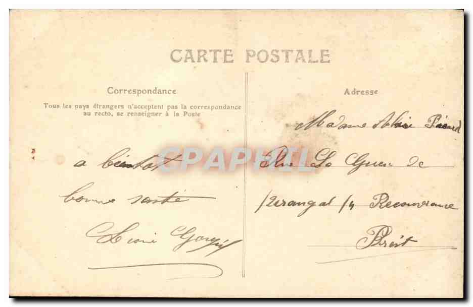 Jeune femme en robe fleurie avec bouquet — S.I.C. — Série S. 1387 — Verso