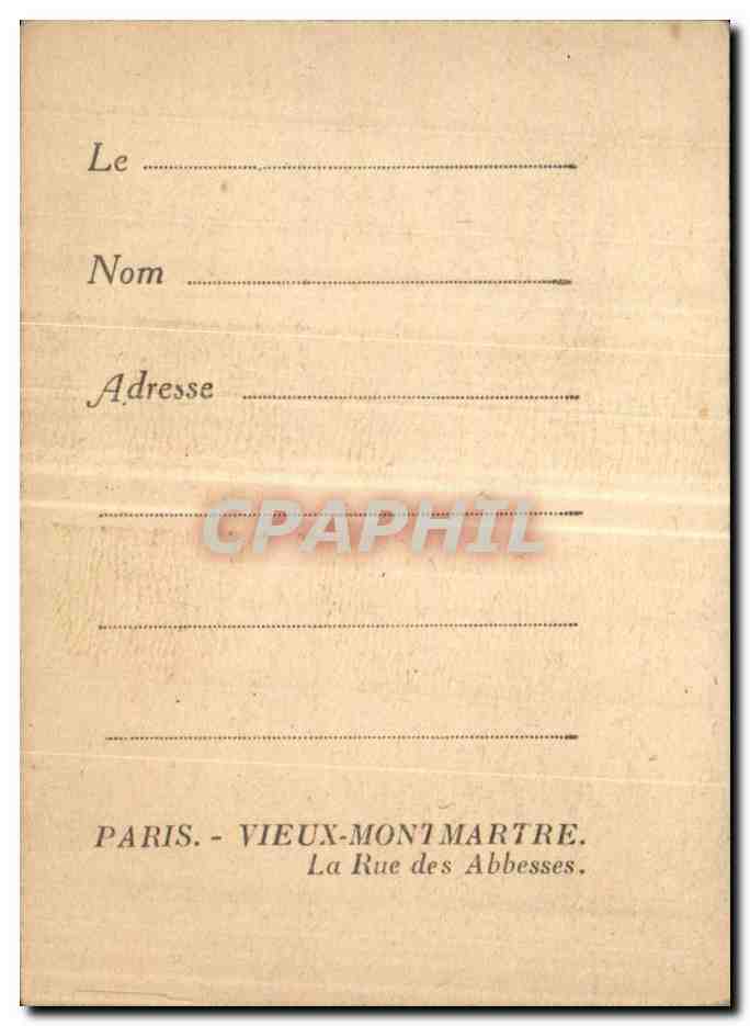 CPA Paris Vieux Montmartre La rue des abbesses — Rückseite