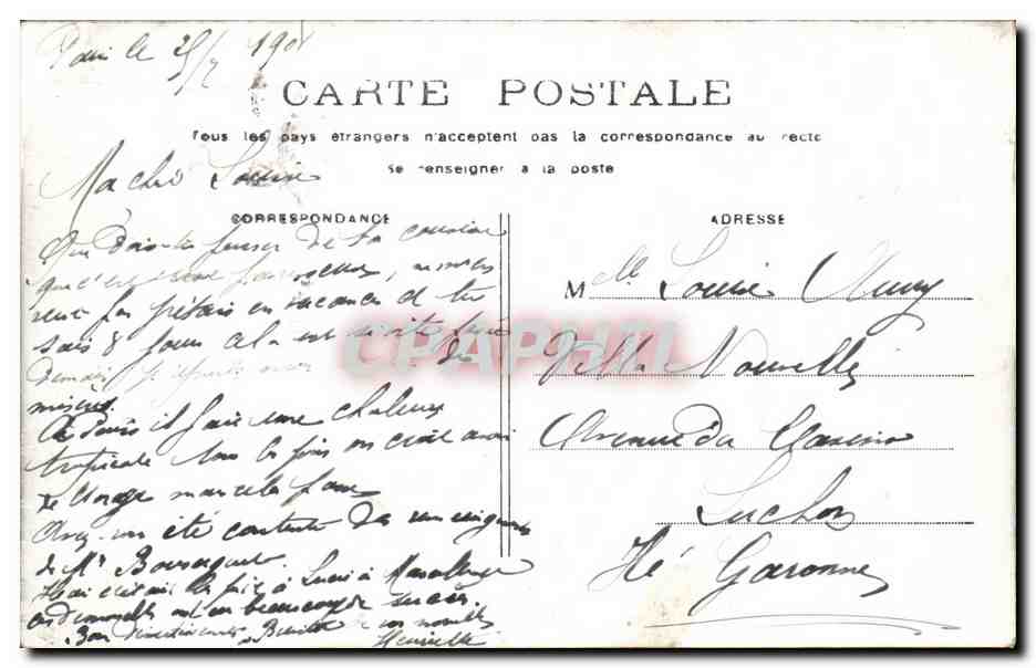 CPA Paris Palais de la legion d'honneur — Rückseite