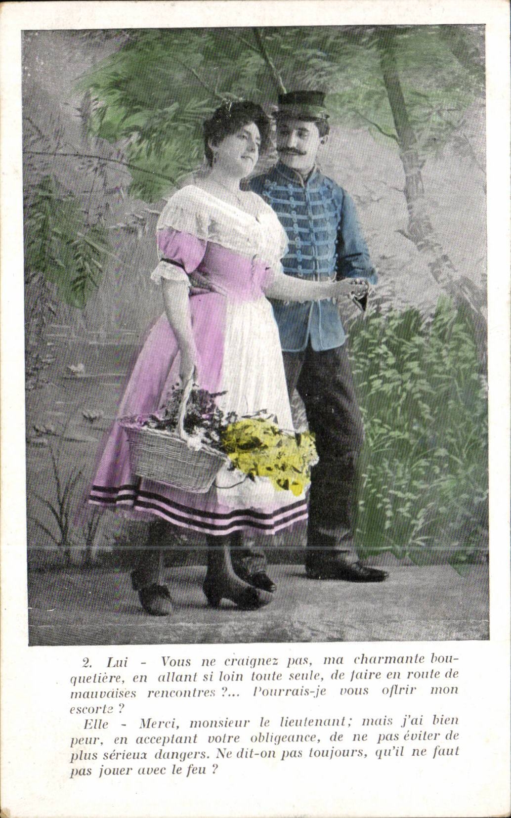 CPA Fantaisie Femme et militaire militaria 