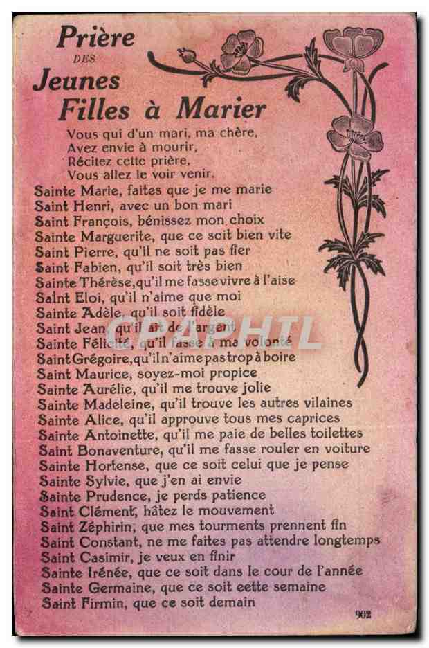 CPA Fantaisie priere de jeunes filles a marier