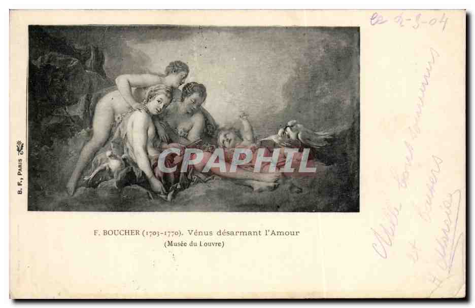 CPA Fantaisie Boucher Venus desarmant l'amour Musee du Louvre Paris 