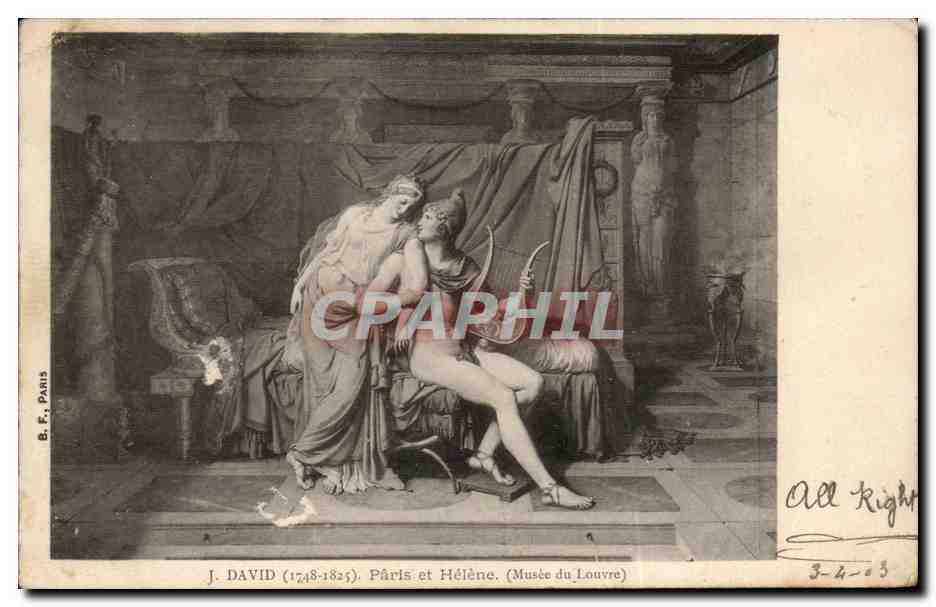 CPA Fantaisie DAvid Paris et Helene Musee du Louvre paris 