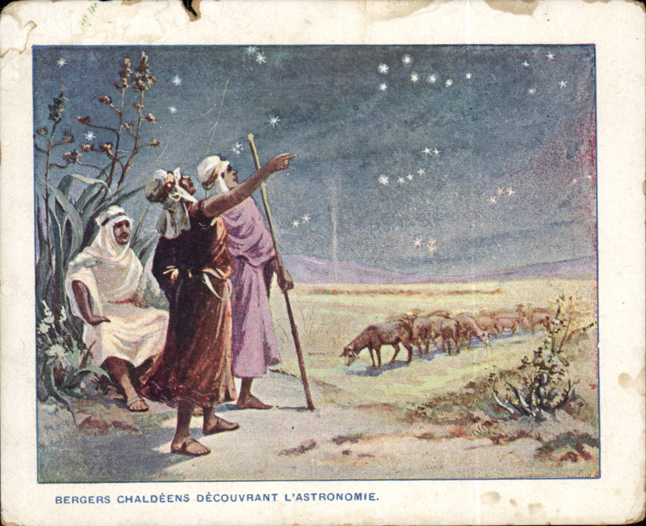 CPA Fantaisie Bergers chaldeens decouvrant l' astronomie