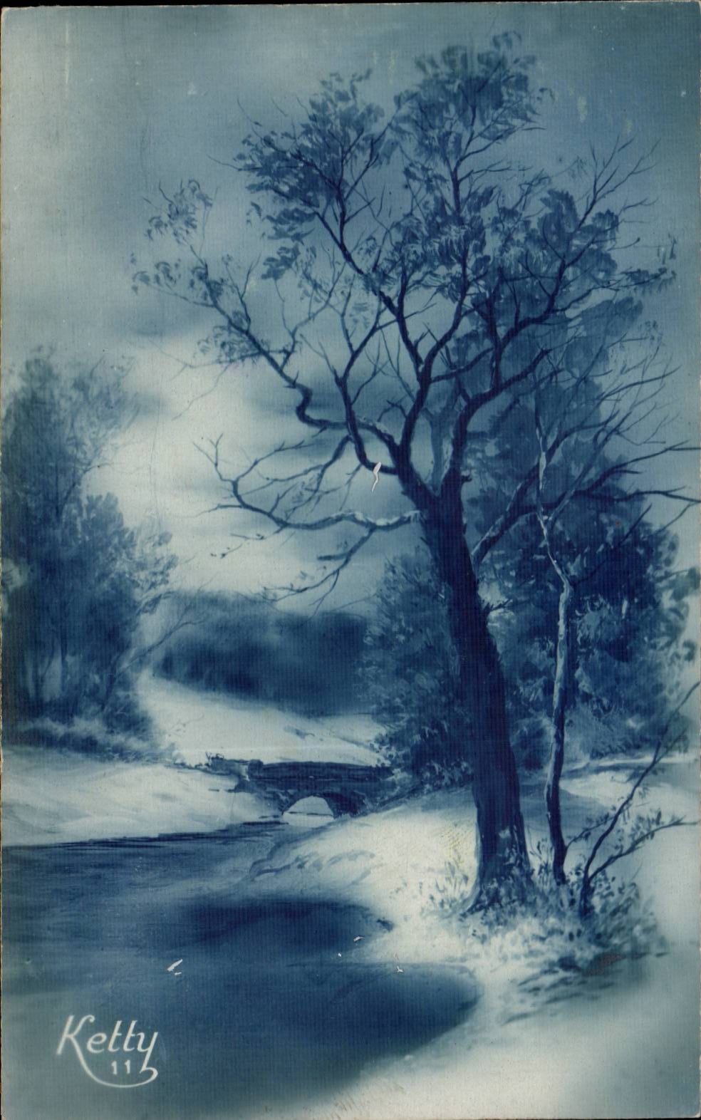 CPA Fantaisie Paysage dans la neige