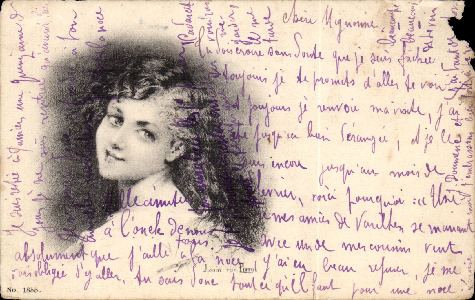 Portrait de jeune femme — éditeur Louise van Parys, n° 1855