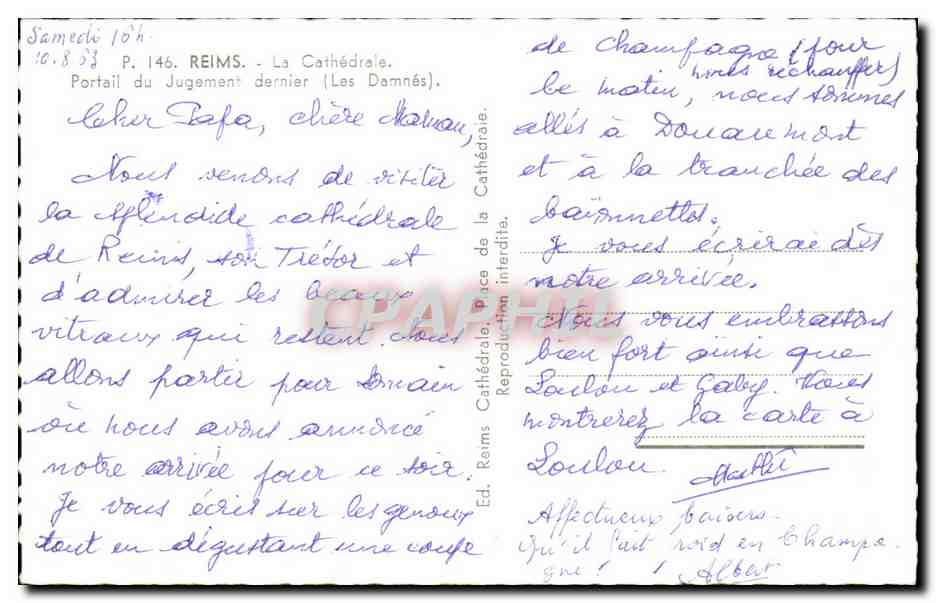 CPM Reims La cathedrale Portail du jugement dernier ( les damnes ) — Verso