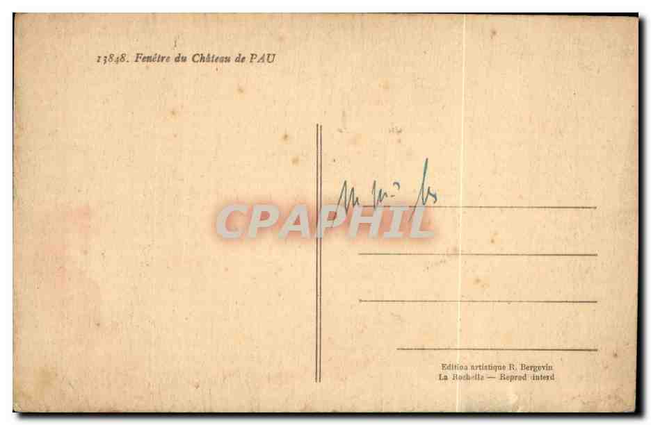 CPA FEnetre du chateau de Pau — Verso