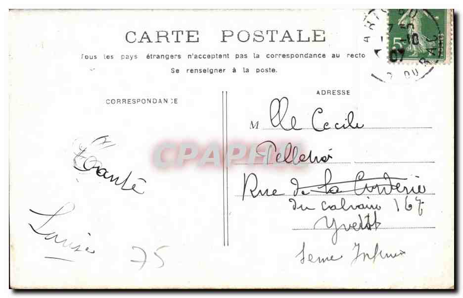 CPA Paris Rue de la barre ( Montmartre ) — Rückseite
