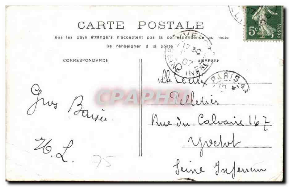 CPA Paris Avenue des Champs Elysees — Verso