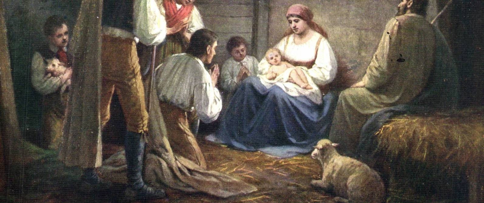 CPA Fantaisie Christ dans la bergerie Noel Christmas