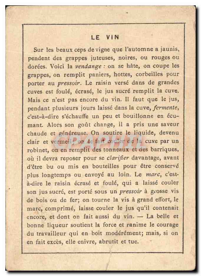 Le Vin Etiquette — Rückseite