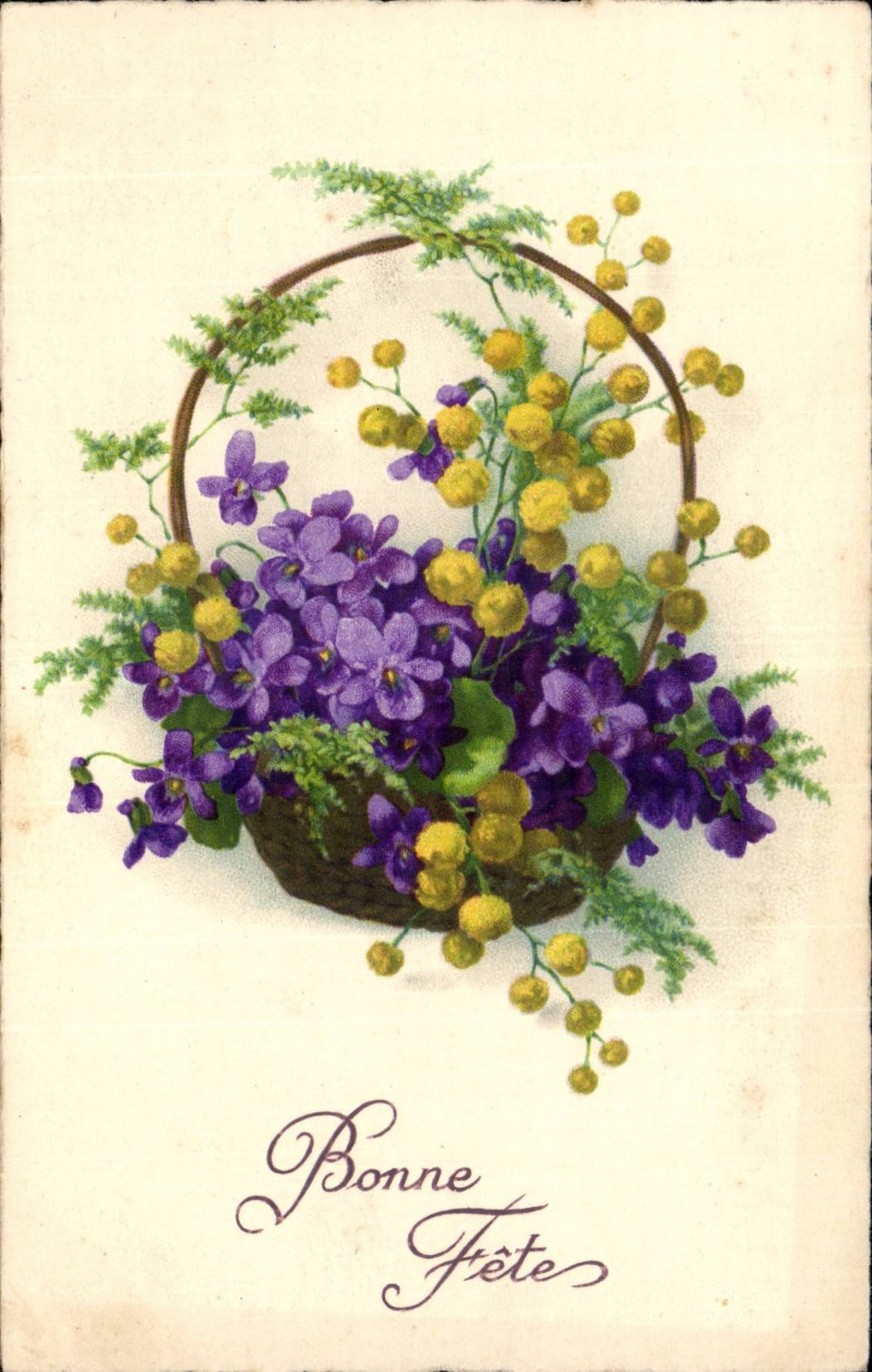 CPA Fantaisie Fleurs Bonne fete