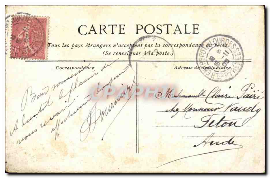 Lourdes CPA La grotte miraculeuse — Verso