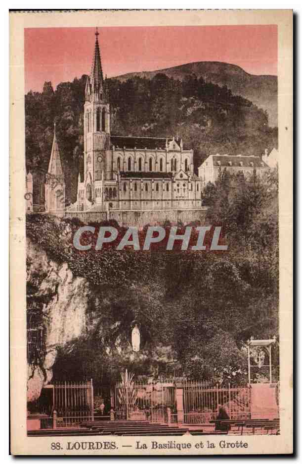 Lourdes CPA La basilique et la grotte