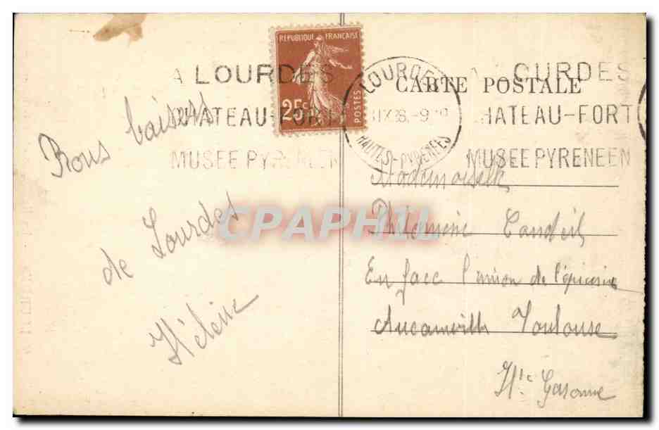 Lourdes CPA La basilique et la grotte — Verso