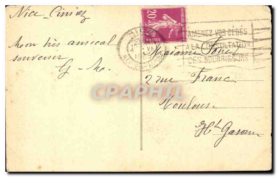 CPA Nice Marchande de fleurs  — Rückseite