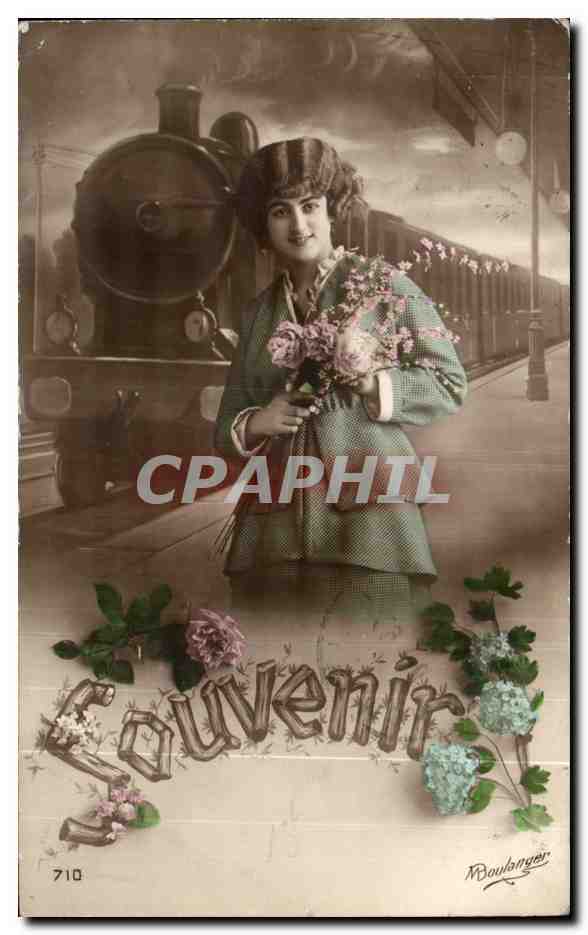 CPA Fantaisie Femme Train