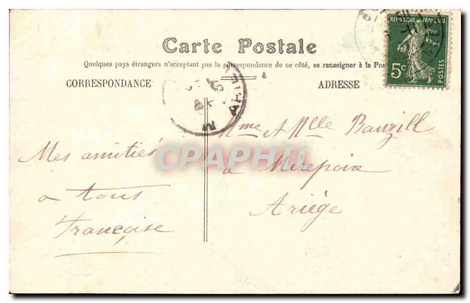 CPA Fantaisie Femme Train Je pars de Lourdes et vous envoie mes amities — Rückseite