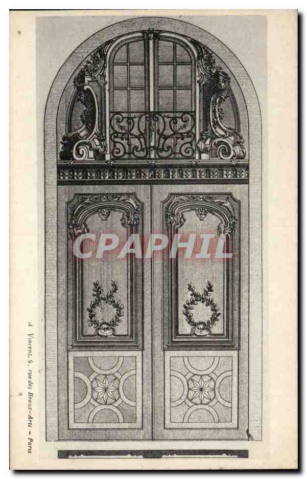 Paris CPA Dessin de porte Meuble Rue des Beaux Arts