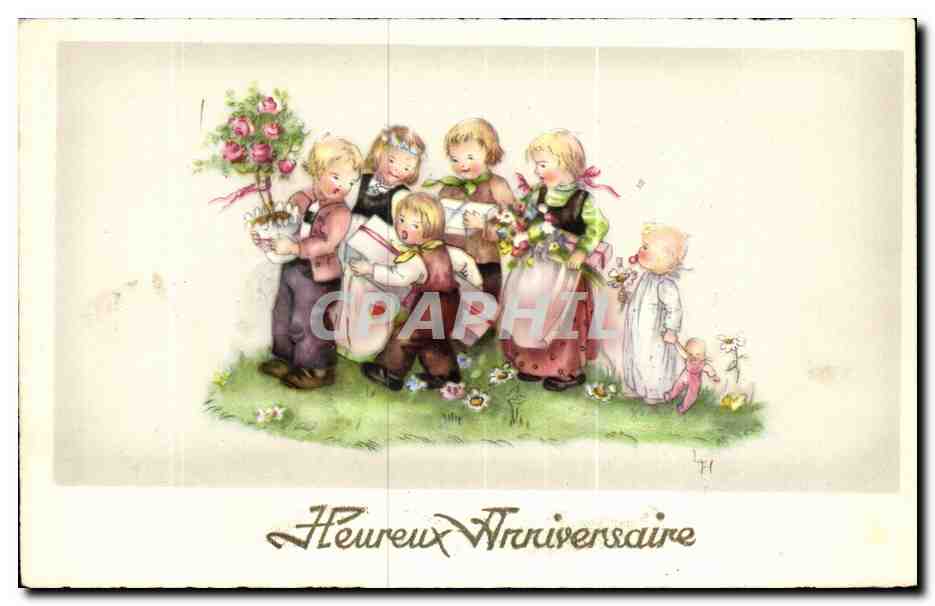 CPA Fantaisie Enfants Heureux anniversaire