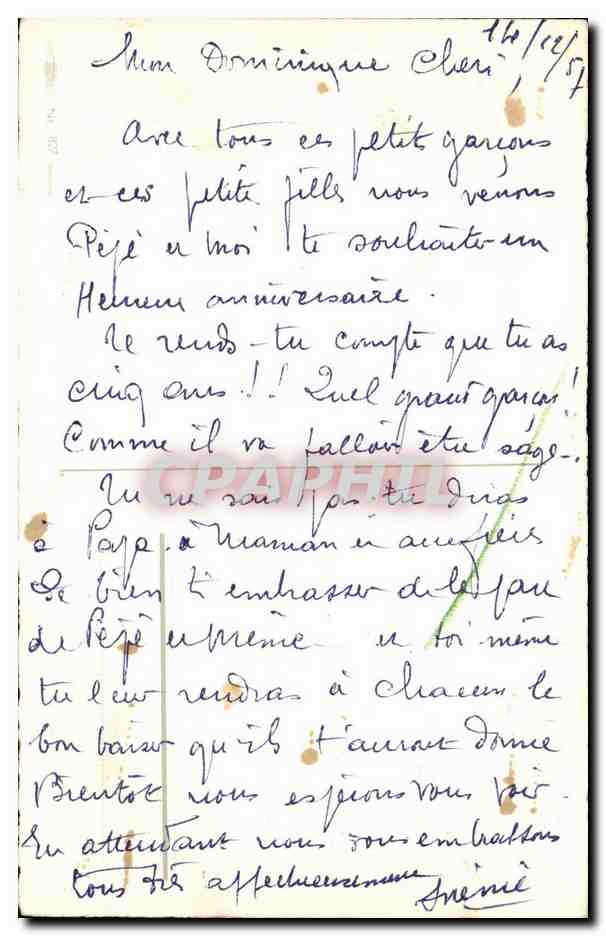 CPA Fantaisie Enfants Heureux anniversaire — Verso