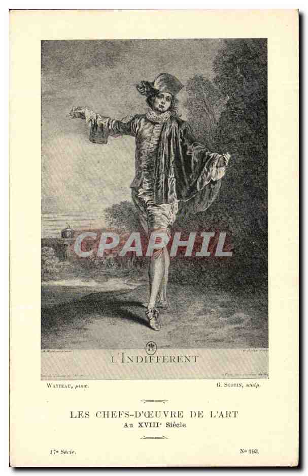 CPA Fantaisie Les chefs d'oeuvre de l'art au 18eme L'indifferent WAtteau
