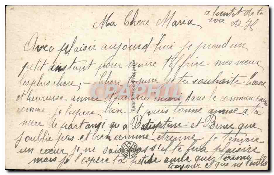 Couple sur balcon enneigé — Bonne Année — éditeur Y. & C. 23 — Reverso