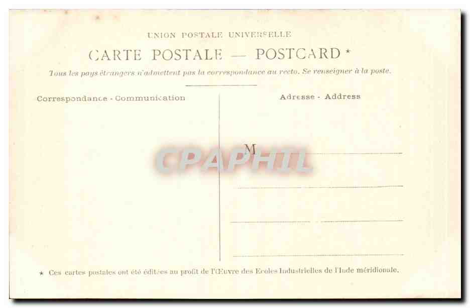 CPA Inde India Pagodin sur les bords du Cavery — Rückseite