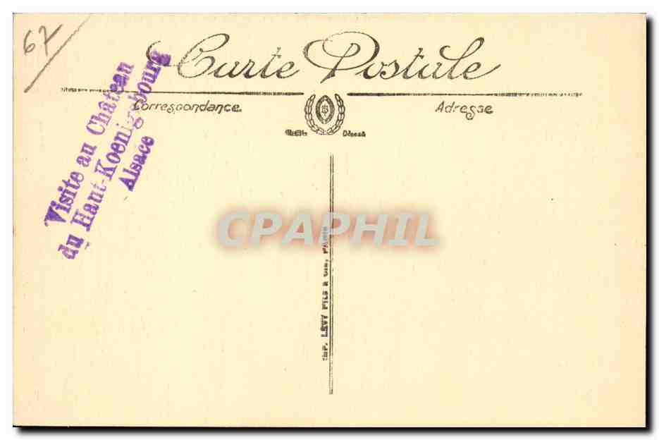 Haut-Kœnigsbourg — Kamin der Ballsaal mit Inschrift « Je ne l'ai pas voulu » — Verlag LL, Nr. 31 — Rückseite