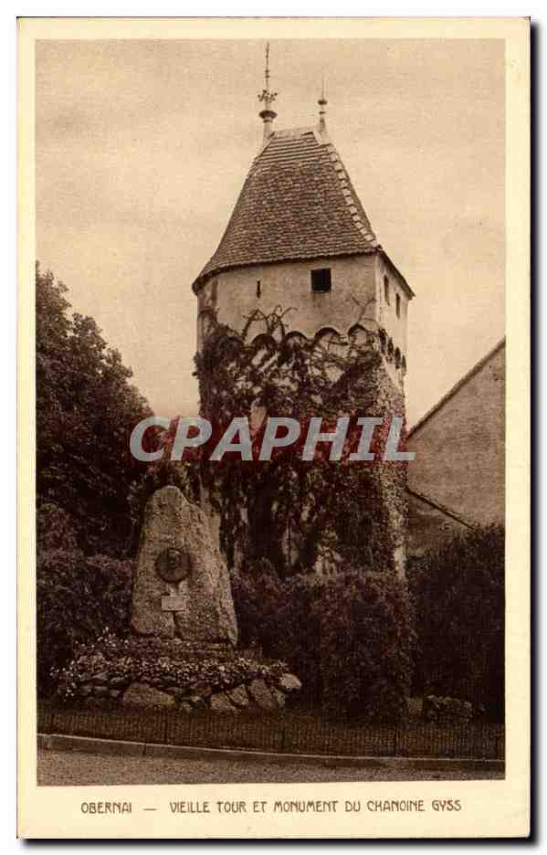 Obernai — Alte Turm und Denkmal des Kanons Gyss