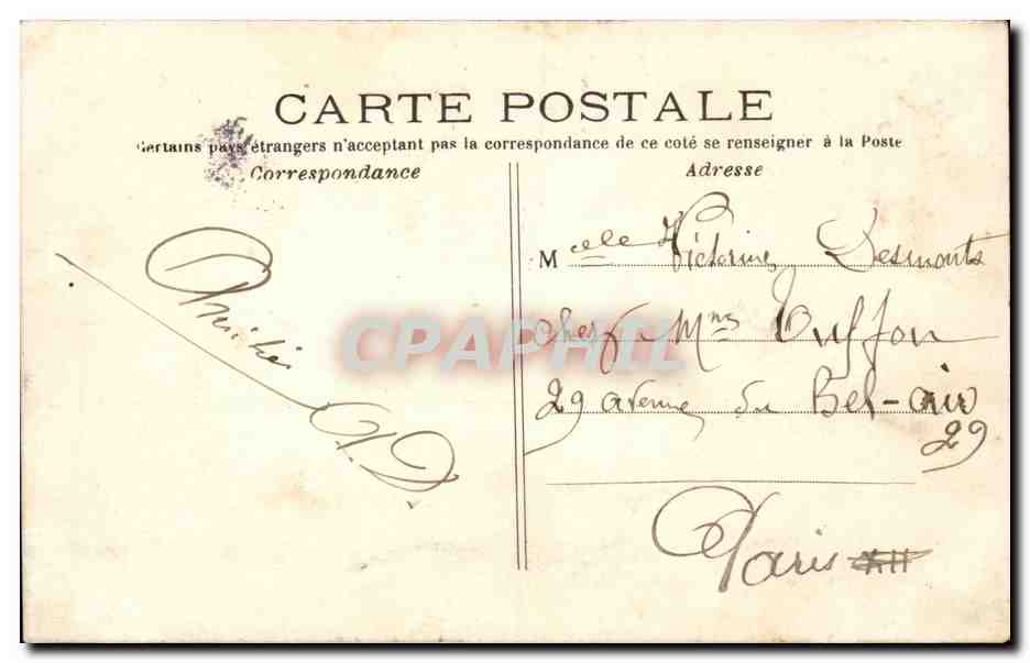 Paris CPa Hotel de ville — Rückseite