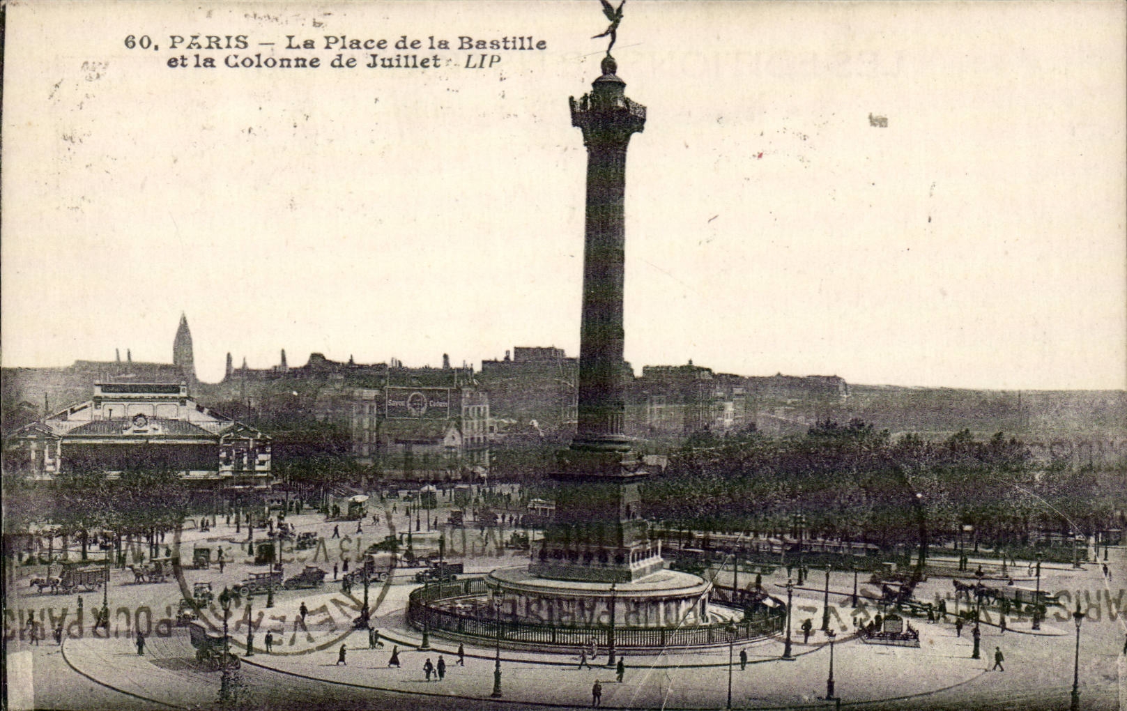 Paris CPA Place de la Bastille et la colonne de Juillet