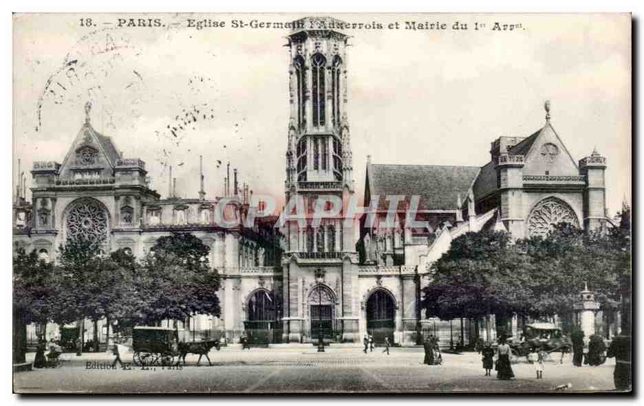 Paris CPA Eglise Saint Germain l'auxerrois et mairie du 1er