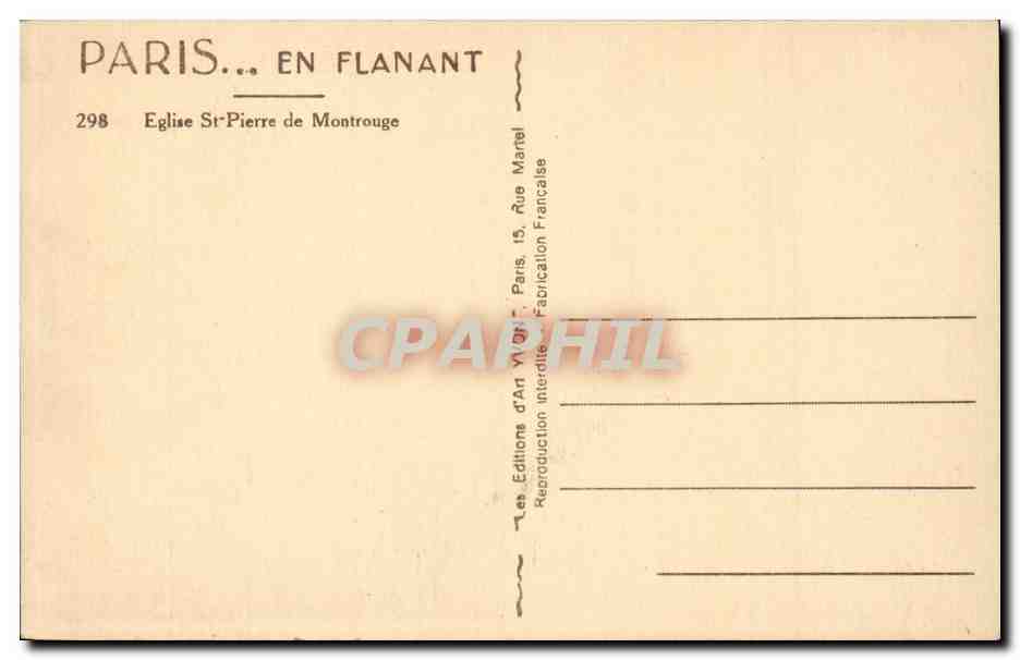 Paris CPA Eglise St pierre de Montrouge — Rückseite