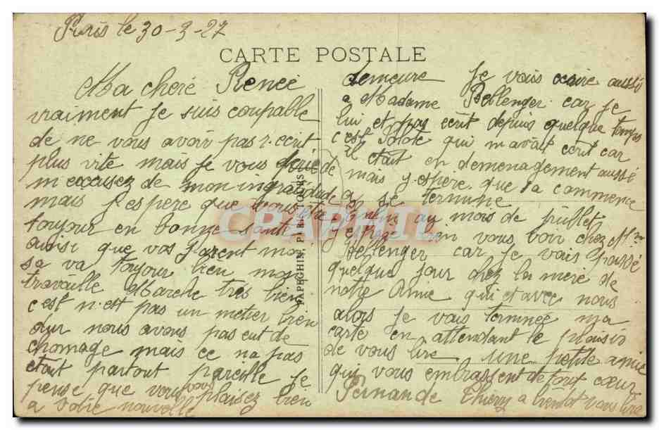 Paris CPA Place de la Bastille et colonne de Juillet — Rückseite