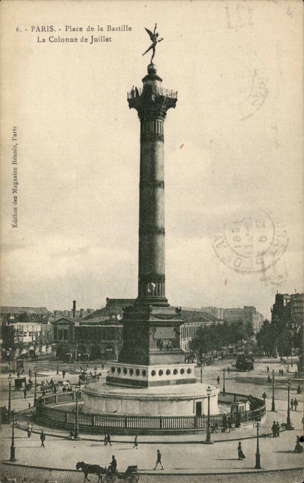 Paris CPA Place de la Bastille et colonne de Juillet