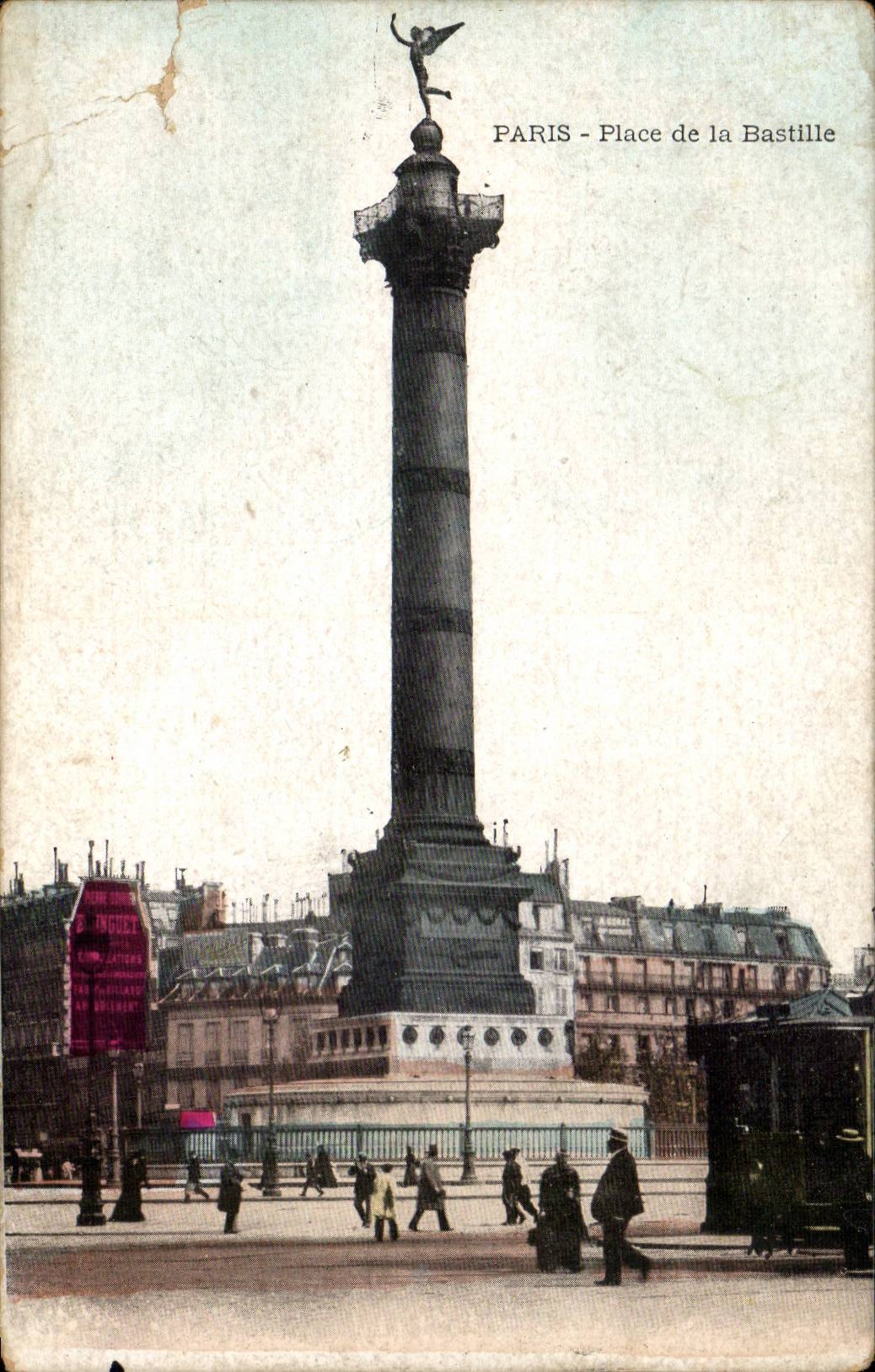 Paris CPA Place de la Bastille et colonne de Juillet