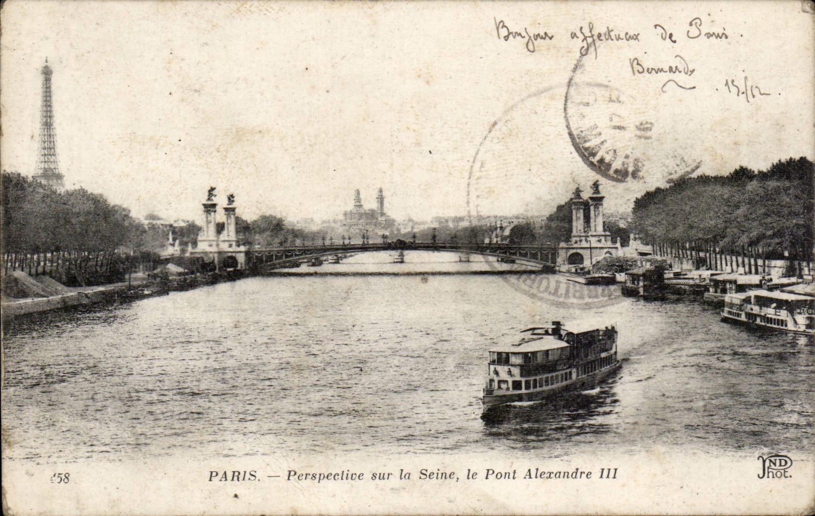Paris CPA Perspective sur la SEine le pont Alexandre III
