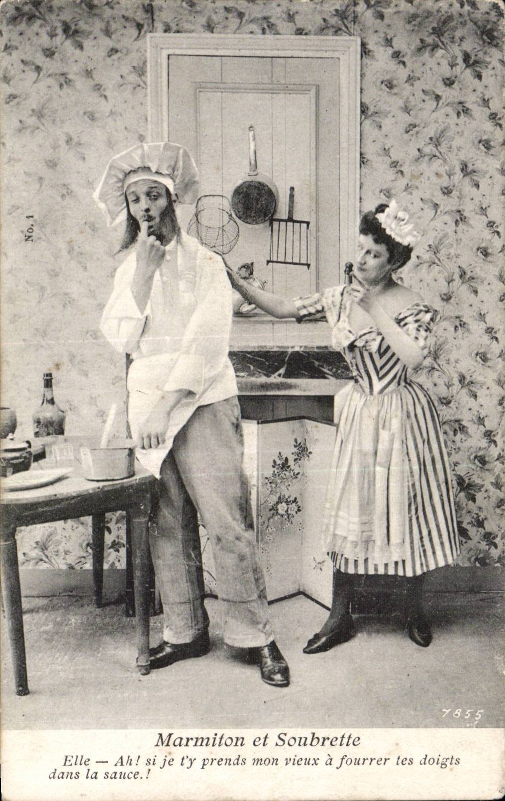 Marmiton et Soubrette — scène comique — éditeur non identifié, n° de série 7855