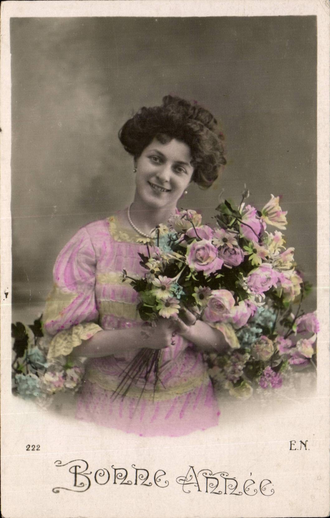CPA FAntaisie Femme Bonne annee