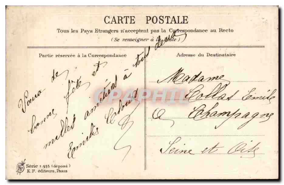 CPA FAntaisie Bonne fete Colombes — Verso