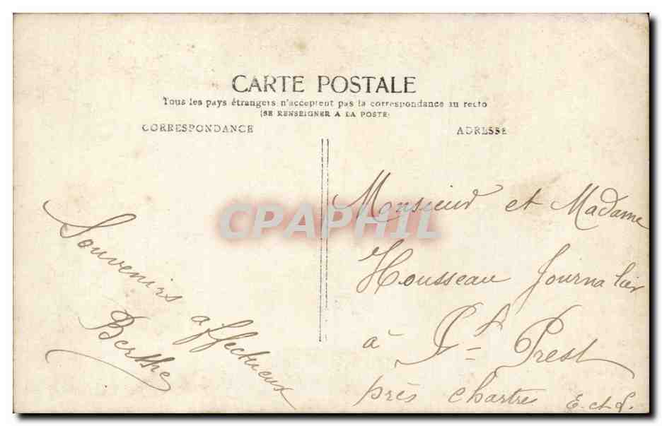 Couple souriant — 'Mille Baisers' — Carte postale illustrée — Verso