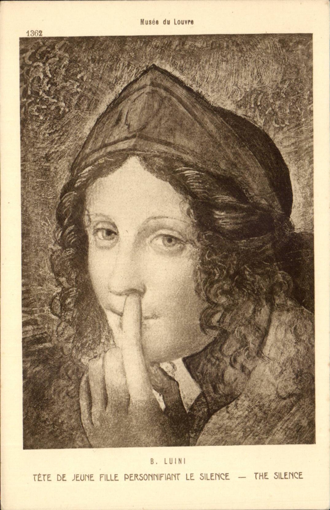 CPA Musee du Louvre Paris Luini Tete de jeune fille personnifiant le silence 