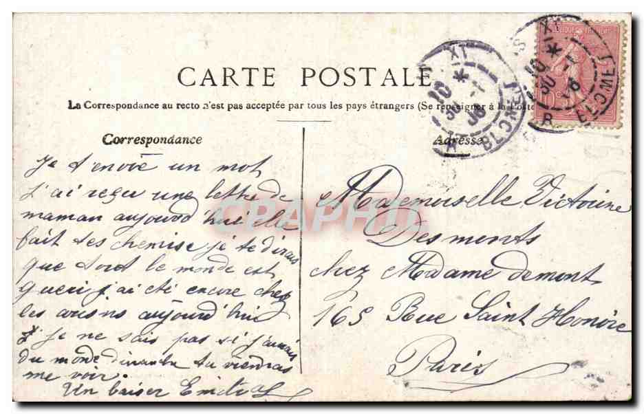 Paris CPA Opera — Rückseite