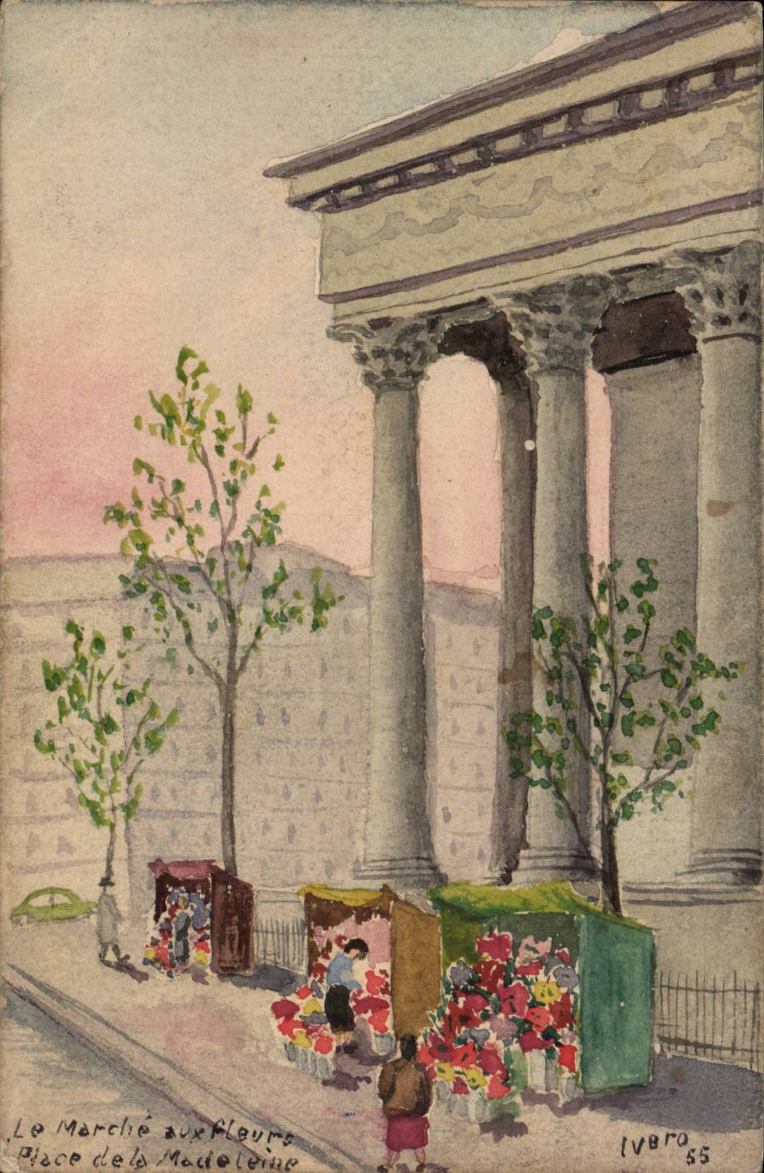 Paris CPA Le marche aux fleurs de la Madeleine