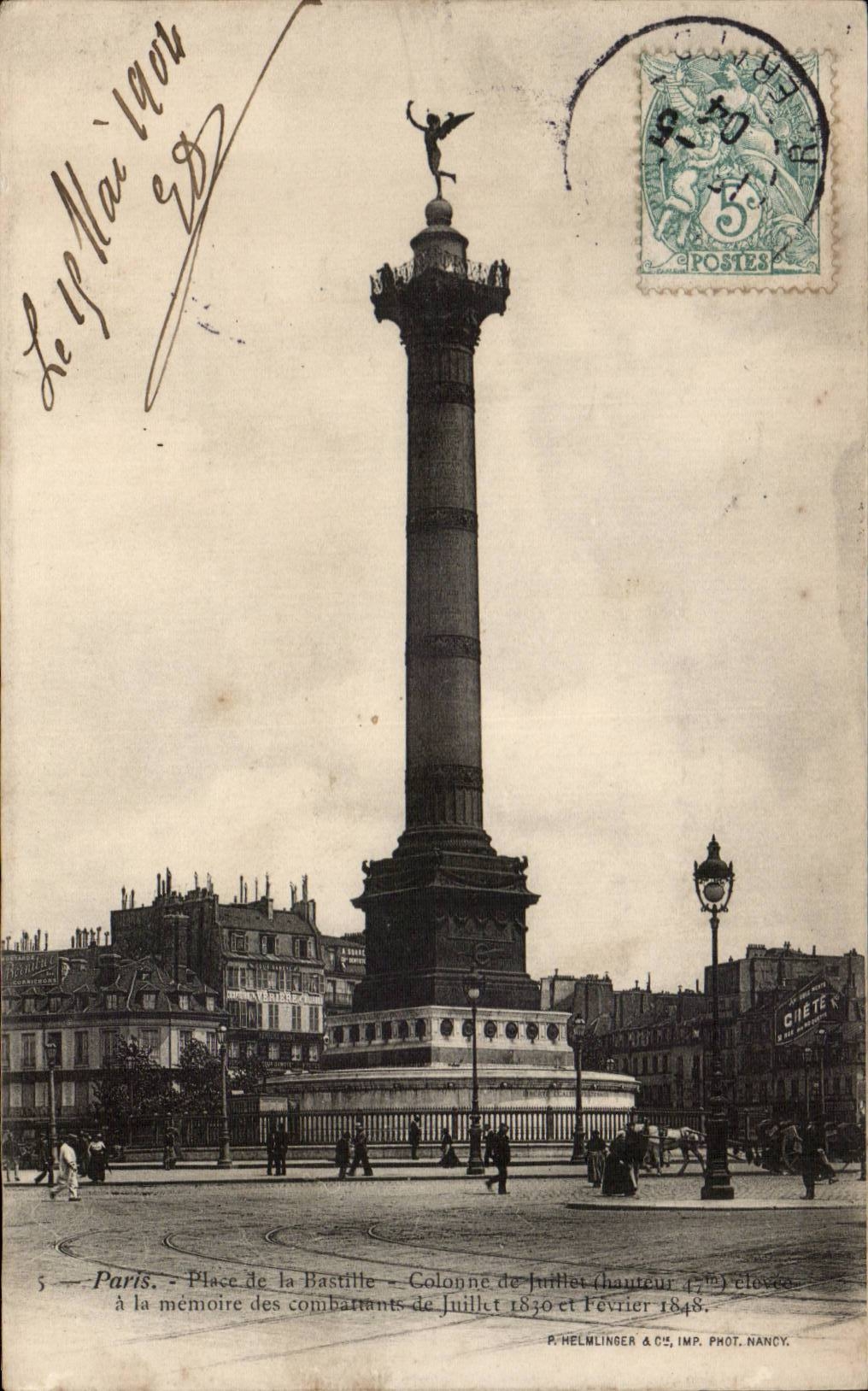Paris CPA Place de la Bastille Colonne de Juillet