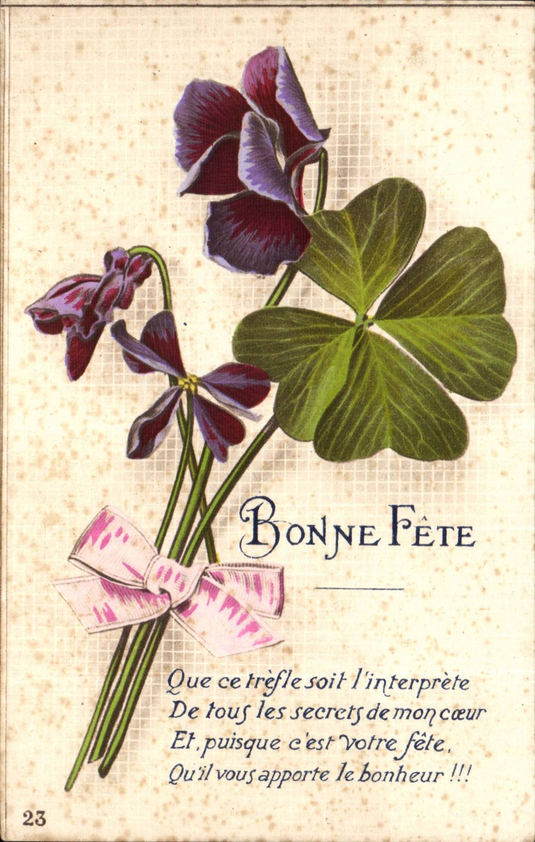 CPA Fantaisie Fleurs Bonne fete Trefle